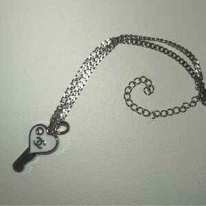 CHANEL Silver Heart Key Charm Bracelet